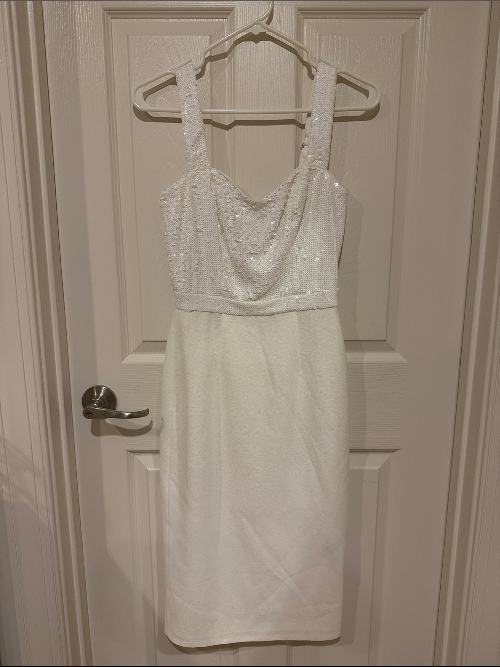 Dress the Population White Sequin Bodice Midi Dress